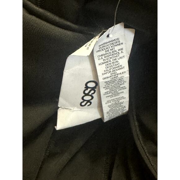 ASOS Luxe Curve Midi Dress Ruched Mesh Long Sleeve Back Zip Closure Black 12 NWT - Picture 8 of 10